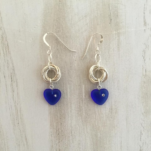 Earrings, Swarovski, Dangle, Heart jewelry - Picture 1 of 1
